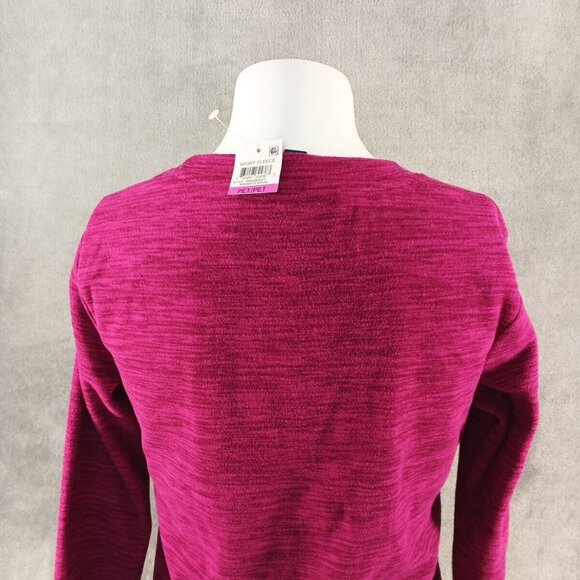NWT KAREN SCOTT Sports Fleece Hiking Sweatshirt Double Petite Fuchsia Pullover - Picture 8 of 11